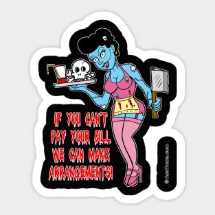 Sexy Zombie Waitress With Tray & Cleaver Sticker